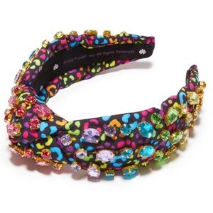 Lele Sadoughi x lisa frank bright rainbow leopard knot crystal headband new